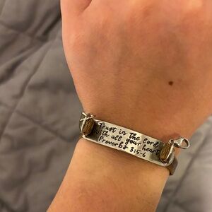 Brown and Silver Bible Verse Bracelet